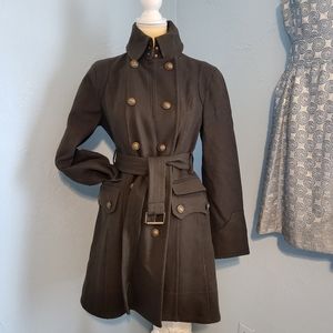 Worthington military style belted army green coat